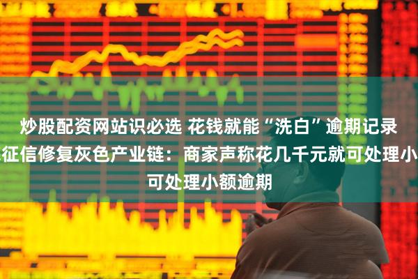 炒股配资网站识必选 花钱就能“洗白”逾期记录？起底征信修复灰色产业链：商家声称花几千元就可处理小额逾期